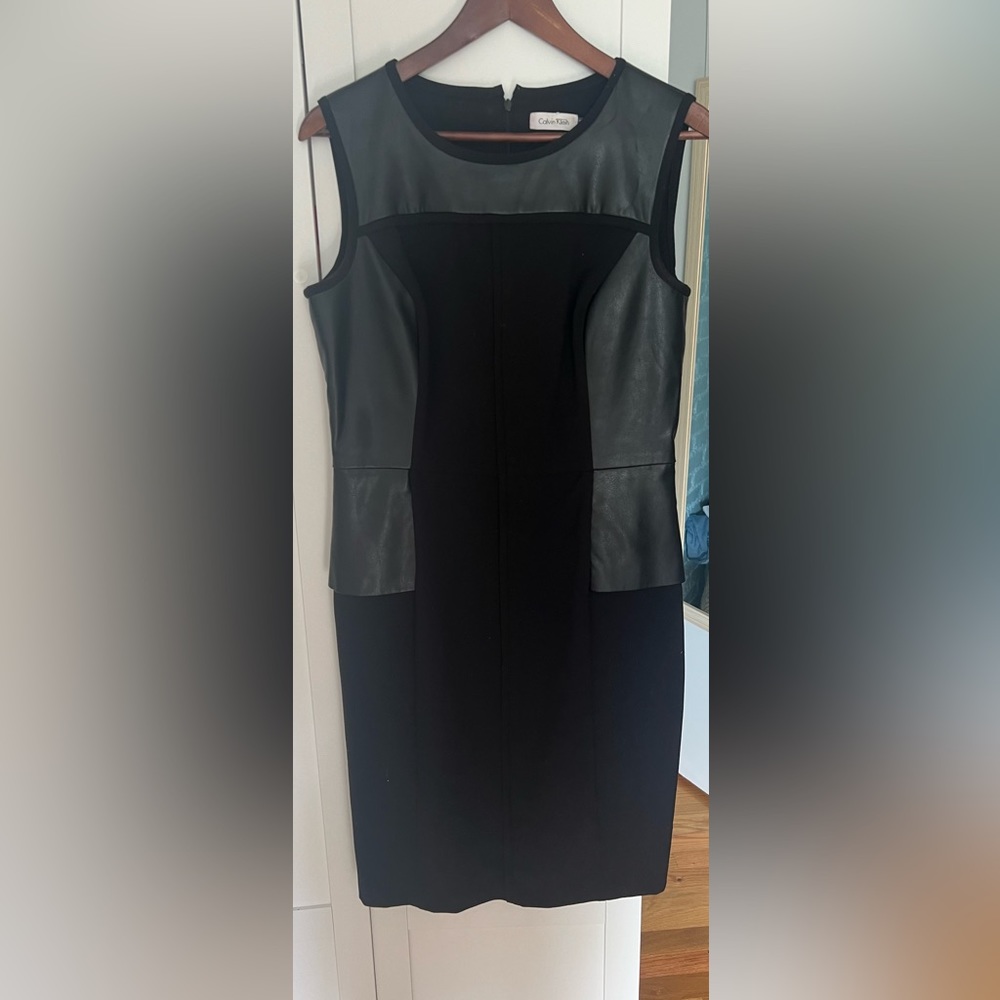 Size 10 Calvin Klein Black Half Leather Dress